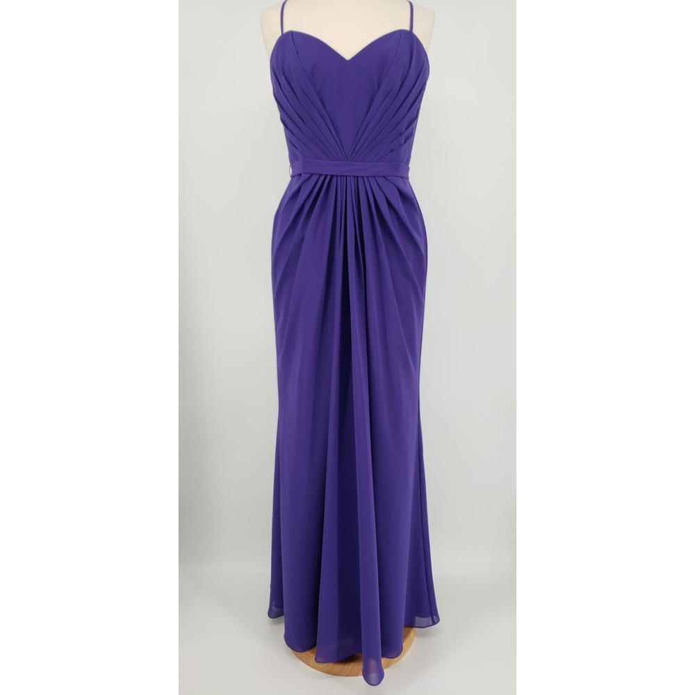 Sorella Vita Bridesmaid Dress 14 Strapless Sweetheart Pleated Long Maxi Purple